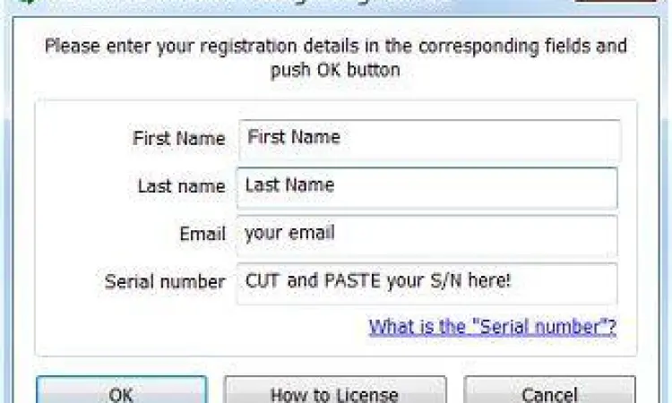 Jendela registrasi untuk memasukkan serial number IDM